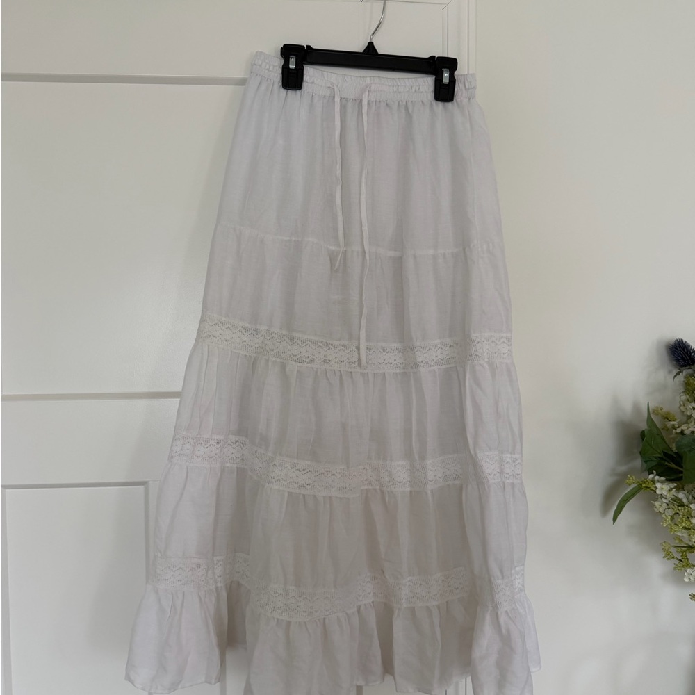 Bobbie Brooks White Tiered Maxi Skirt